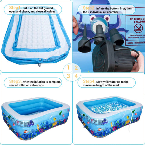 Ultra Spacious Family Sized Inflatable Pool 100 Inch By 66 Inch By 23 Inch Above Ground Kiddie Lounge setup instructions