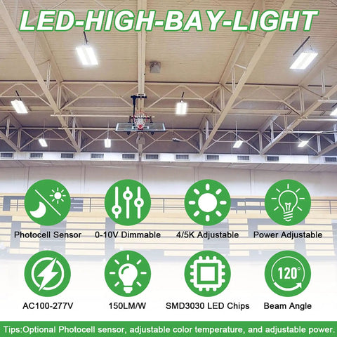 Heavy Duty Led Linear High Bay Shop Lights 410W Cranking 60600 Lumens adjustable features in warehouse ceiling