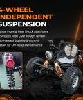 72V Electric Off Road Go Kart 3000W Brushless Motor with dual shock suspension on rocky terrain background