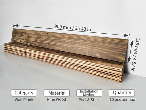 Reclaimed Pine Wood Planks Peel And Stick Shiplap Panels For Wall with dimensions 35.43 x 4.53 inches in a stack