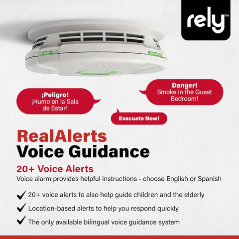 10 Year Sealed Battery Smoke Alarm With RealAlerts Voice Guidance And Led Status Ring For Clear Fire Protection And Low False Alarms In Every Room At A Glance For Whole Home Peace Of Mind