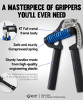 Adjustable Hand Grip Strengthener With 44 To 154 Lbs Resistance, Premium Forearm Trainer, features metal frame and plastic handles.