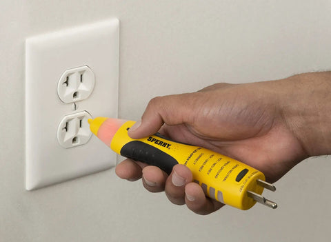 Using Two In One Non Contact Voltage Detector And GFCI Outlet Circuit Analyzer With 360 Degree Visual And Audible Alerts