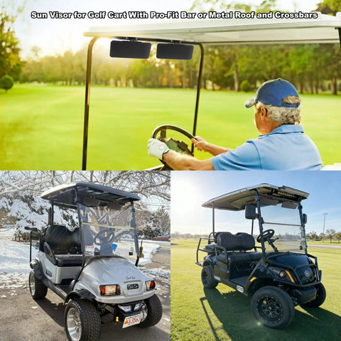 Magnetic Golf Cart Sun Visor With Polarized Anti Glare 226 Degree Adjustable Fits Pro Fit Bar Or Metal Roof And Crossbars EZGO