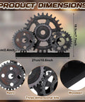 Novabright Vintage Copper Steampunk Gear Train Figurine For Desk Decor with wood base and retro mechanical design.