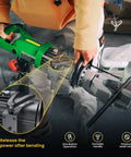 User operating a Heavy Duty 900W Electric Rebar Bender Machine With Pure Copper Motor, demonstrating one-button operation and portable handle.