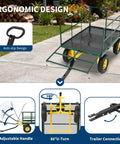 Heavy Duty 1500 Lbs Capacity Mesh Steel Garden Cart With Folding Removable Sides On Wheels featuring trailer connection