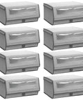 Large Fabric Closet Shoe Storage Box With Clear Window 8 Pack Gray Herringbone Lido Collection Durable Foldable Shoe Bin Organizer