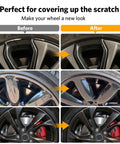 Before and after using Black Rim Touch Up Paint Kit For Wheels 2 In 1 Wheel Paint For Rims Scratch Repair Pen Set Curb Rash Fix