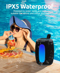 Portable Bluetooth Speaker With Loud Stereo Sound And Beastly Bass, IPX5 Waterproof, beside pool with woman, outdoor use