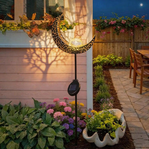 Moon Solar Garden Lights Waterproof Metal Stakes For Patio Yard Walkway Lawn Outdoor Decor Nighttime Glow That Keeps It Lit