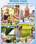 USB Powered Fly Fans For Tables With LED Light in various settings; outdoor picnic, indoor dining, and BBQ use, 4 pack