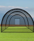 Pro Grade 32ft Backyard Batting Cage With Complete Hitting Net shown on grass with sky background