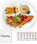 Portion Control Plate For Adults Divided Plate For Weight Loss Ideal For Bariatric And Diabetic Diets Durable Porcelain Easy To Clean Oven Safe Three Magnetic Calorie Charts Included with healthy meal and packaging