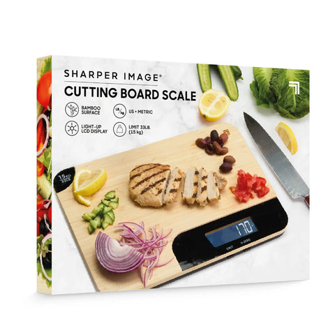 Bamboo Cutting Board With Built In Digital Scale For Quick Meal Prep And Precise Weighing In Grams And Ounces 33 Lb Capacity