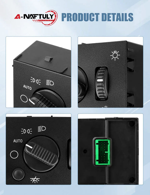 Top Tier Headlight Dimmer Switch Replacement For 2003 To 2007 Chevy Silverado And Gmc Sierra 1500 showing various angles and controls.