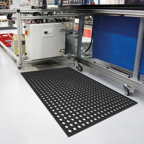 Outdoor Rubber Mat For Kitchens And Restaurants, Anti Fatigue Floor Mat 24 X 36 Inches With Drainage Holes under workstation