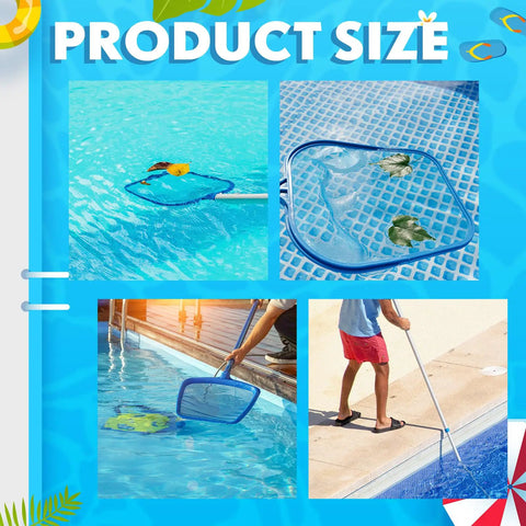 Pro Pool Cleaning Kit With Aluminum Adjustable Pole, 3 Skimmer Nets And 3 Rotating Brushes For Above Ground Pools in use