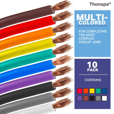 14 Gauge Automotive Wire 1000ft 10 Color Coded Copper Clad Aluminum Set With Flexible PVC Insulation