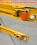 Durable Load Wheel Replacement For Toyota Electric Pallet Jack Lift Truck 8HBW23 installed on jack arm, 2 pcs visible