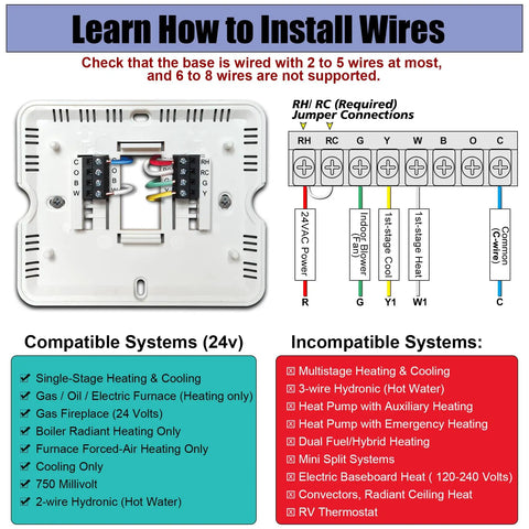 No Frills Manual Thermostat For Home With 1 Heat 1 Cool Non Programmable Control wiring diagram installation guide