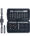 All In One Magnetic Screwdriver Set With 8 Long Bits And 32 Short Bits, ratcheting handle, magnetic tips, storage case visible