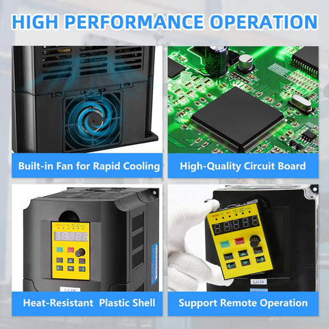 Beefed Up Seven Point Five KW VFD Variable Frequency Drive 220V 35A with cooling fan, circuit board, remote control