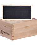 8 Frame Deep Brood Bee Hive Box For Langstroth Hives With Precut Dovetail Joints showing unassembled box and waxed foundation