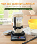 Sourdough Starter Kit For Beginners Newbie Friendly With 34 Oz Starter Jar And Clear Scale Markings Two Silicone Proofing Baskets Complete Bread Baking Kit With Guide And Recipes Easy To Use And Clean Yellow featuring jar on scale