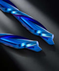 Downcut spiral router bits, blue tungsten carbide, 1/8 in shank, three pieces