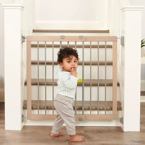Toddler by Wooden Baby Gate 23.5 To 42 Inches Walk Through Stair Gate For Doors Toddlers And Pets Kid Proof Easy Install