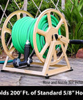 Heavy Duty Steel Hose Reel For Wall Or Floor Mount, Beefed Up To Hold 200 Feet Of Five Eighth Inch Hose, Tan Finish, Outdoor Use