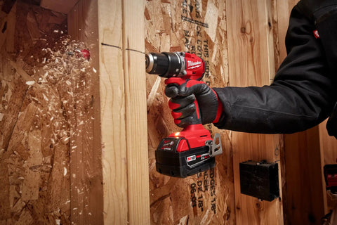 M18 Compact Brushless Hammer Drill Driver With Half Inch Metal Chuck and All Metal Gear Case drilling wooden beam