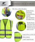 Men's Yellow Solid X Large Modern Safety Vest With 9 Pockets For Worksite Hi Vis ANSI ISEA Class 2 Type R Reflective Gear