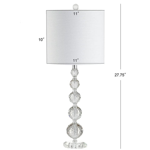 Clear Crystal Faceted Orb Table Lamps Set of 2, Dope Modern Glam Chrome Bedside Lamps With White Linen Drum Shades, UL Listed, LED Bulbs Included