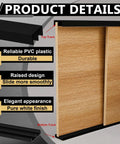 Product details of Two Sets Of Four Foot Plastic Sliding Door Track Hardware For One Half Inch Panel Doors Black Includes Upper And Lower Tracks Easy Quick Installation For Cabinet Closet And Glass Sliding Doors.