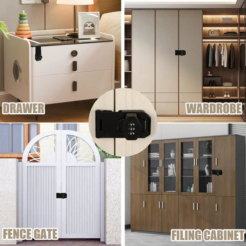 Keyless 3 Digit Rotary Lock For Cabinets And Drawers No Keys Needed Password Door Latch on drawer, wardrobe, fence gate.