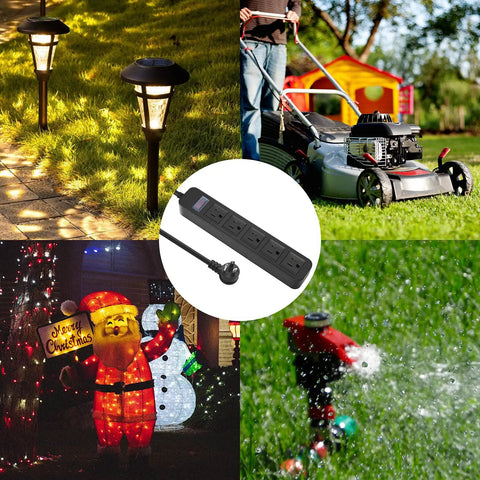 Outdoor Waterproof Power Strip With Five Outlets And IPX4 Weatherproof Surge Protector Rugged Garden Socket for lighting and appliances in various outdoor scenarios