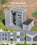 5x3 Ft Outdoor Storage Shed With Lockable Door, Rugged Weatherproof Resin Garden Shed With Floor And Ventilation in backyard