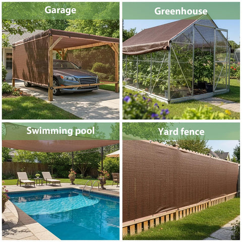 90 Percent Shade Cloth With Grommets For Pergola Cover, Heavy Duty HDPE Mesh Tarp Sun Screen used on garage, greenhouse, pool, yard fence.