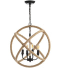 20 Inch Black And Brown 4 Light Iron And Rope Globe Pendant Light With Adjustable Height Totally Coastal Farmhouse Chandelier
