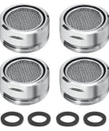 4 Pack Universal Faucet Aerators With 15/16 Male Thread For Fast Kitchen Sink And Bathroom Tap Replacements in chrome finish.