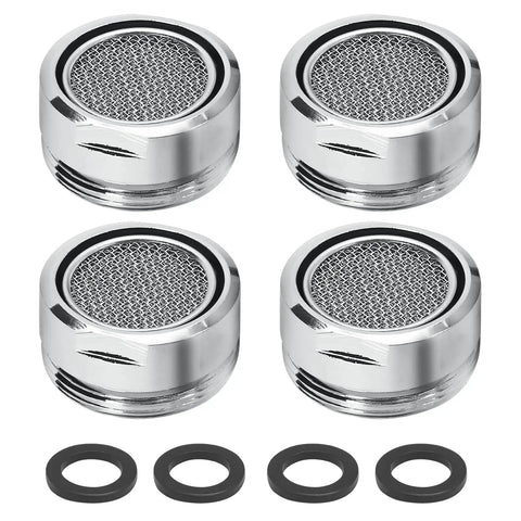 4 Pack Universal Faucet Aerators With 15/16 Male Thread For Fast Kitchen Sink And Bathroom Tap Replacements in chrome finish.
