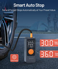 Portable Tire Inflator With Digital Pressure Gauge, 150 PSI Cordless Air Pump for cars in use at car tire.