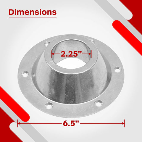 Built Tough Aluminum Rv Table Floor Mounting Base With Heavy Duty Pedestal Replacement Hardware showing dimensions 2.25in and 6.5in.