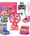 Six In One STEM Kit For Kids Aged 8 To 12 With Six Colorful Projects Fiber Optic Light Graffiti Robot Starlight Music Box Windmill And Ferris Wheel Super Cool For Builders Battery Not Included, six assembled projects