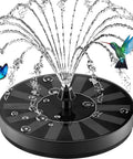 Cool Solar Powered 100 Percent Glass Covered Outdoor Fountain for Hummingbird Water Spray with butterflies, bird on black disk