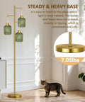 Industrial Dimmable Floor Lamp With Stepless 0 To 100 Brightness, 68 Inch Tall Tree Style Farmhouse Rustic Metal Floor Lamp With 3 LED Bulbs, Black Finish For Living Room, Bedroom, And Home Office, Built To Last on display in living room with steady base.
