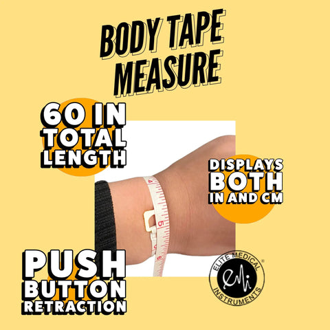 Retractable Body Tape Measure With Dual Scale Inches And Centimeters, Soft Flexible Tape For Body Measurements, Sewing, Tailoring, Fabric, Weight Loss And Medical Use, Top Notch On The Go Blue EAM-400B, 60 in