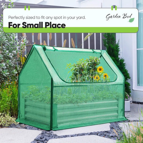 Raised Garden Bed With Cover And Greenhouse Kit All In One Galvanized Steel Planter Box For Outdoor Growing Dual Use Design